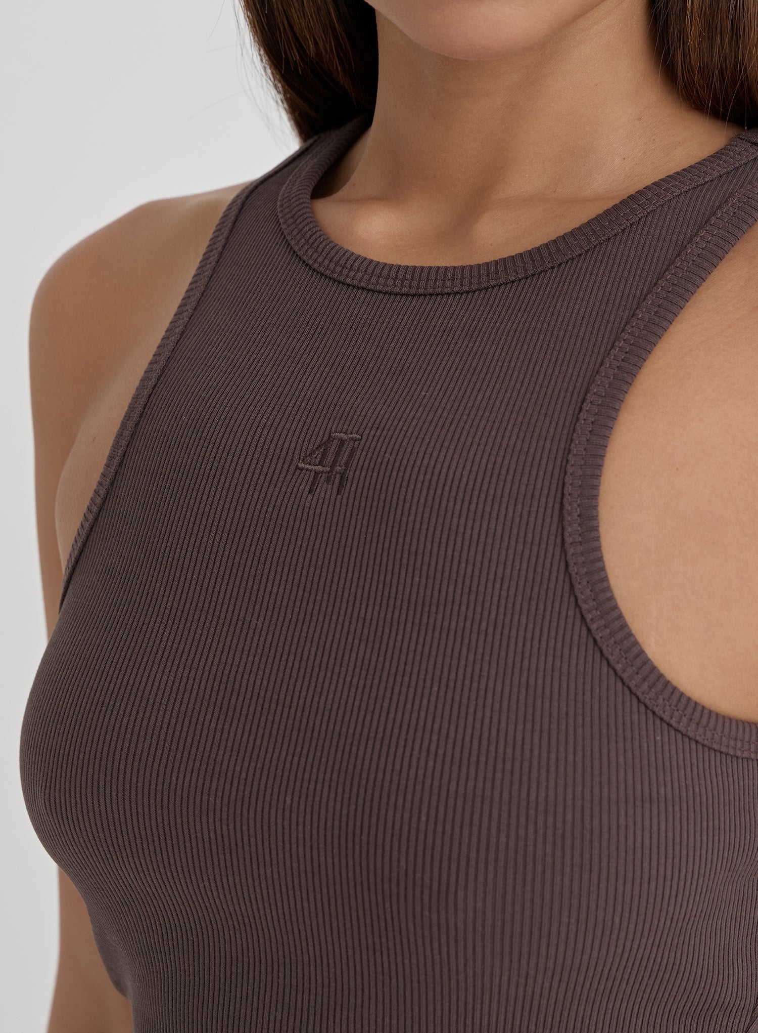 Chocolate Brown 4th Branded Racer Vest Top